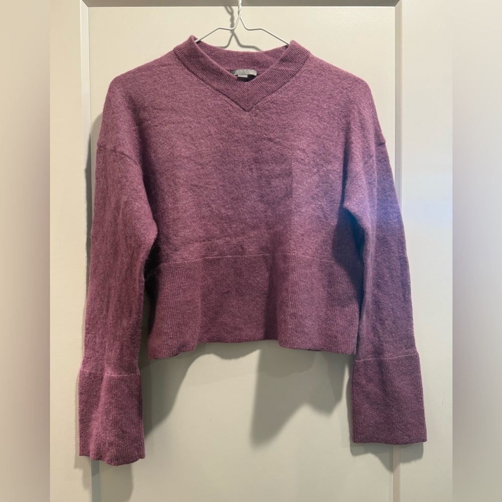 COS Women's V-Neck Sweater in Dusty Plum wool & alpaca blend SizeXS